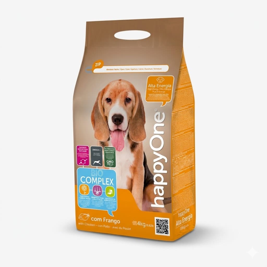 Happy One Alimento seco para Perros Adultos de todas las razas Alta Energia Bolsa de 4 Kg