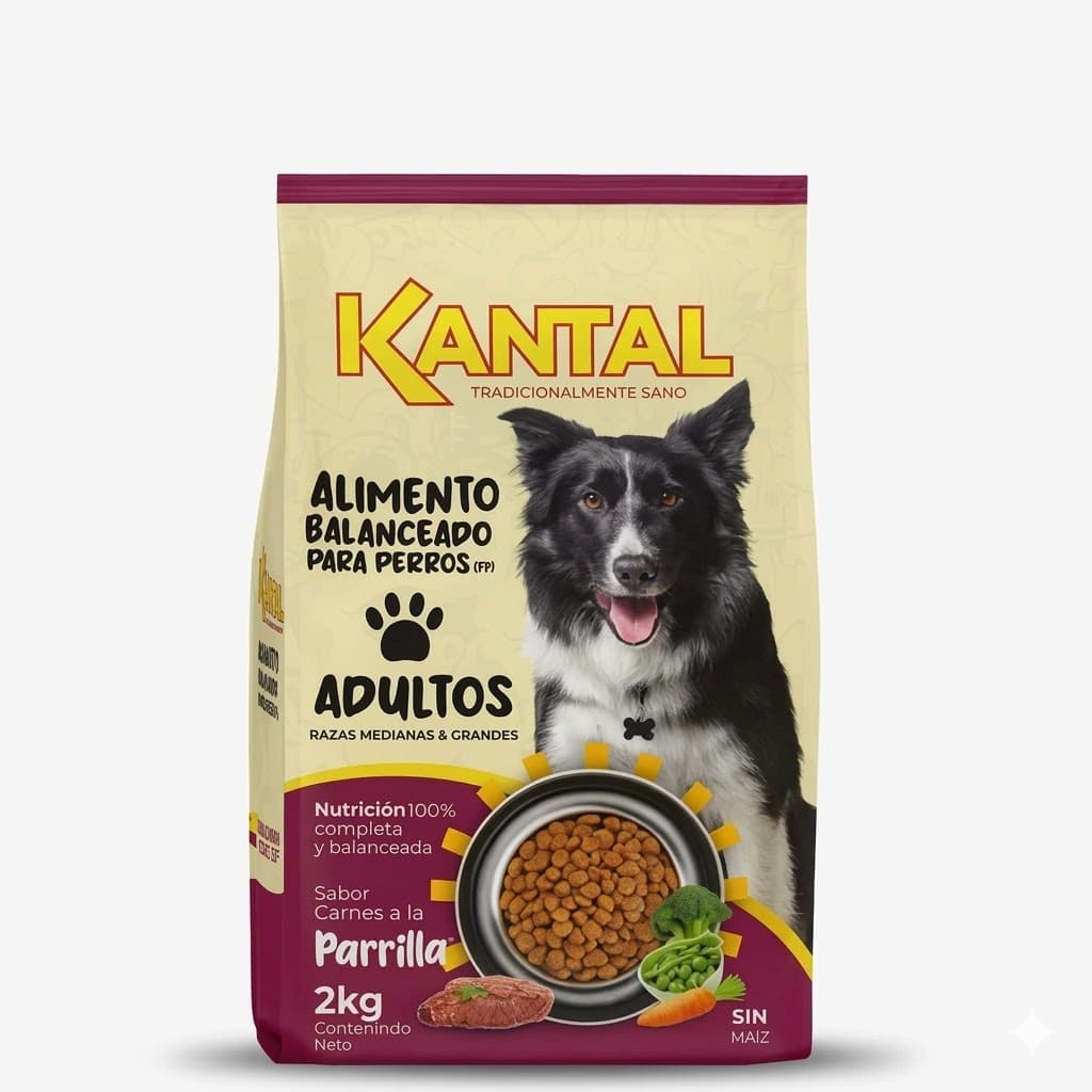 Kantal Alimento Balanceado para Perros sabor a Carne a la Parrilla 2 Kg - Nutrición Completa y Gran Sabor - Imagen 1