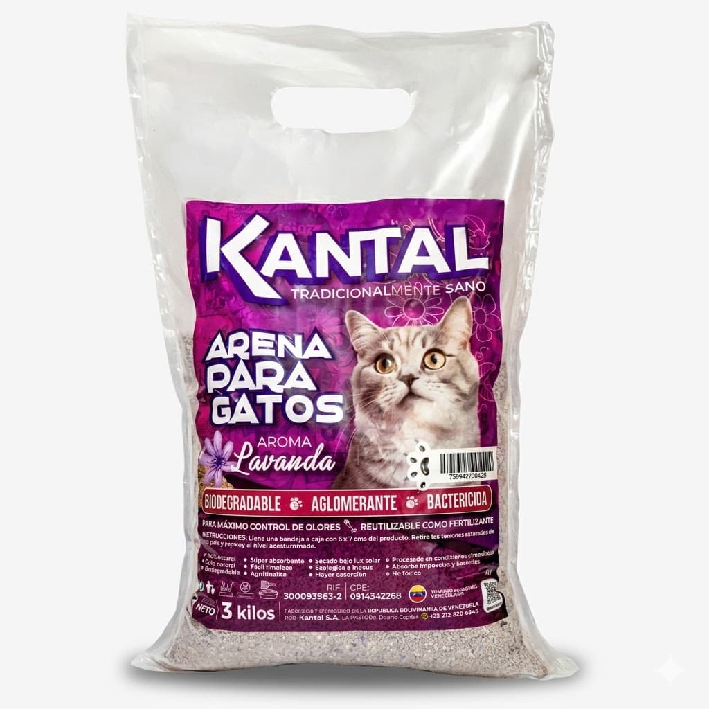Kantal Arena Sanitaria para Gatos con Aroma a Lavanda Fresca 3 kg