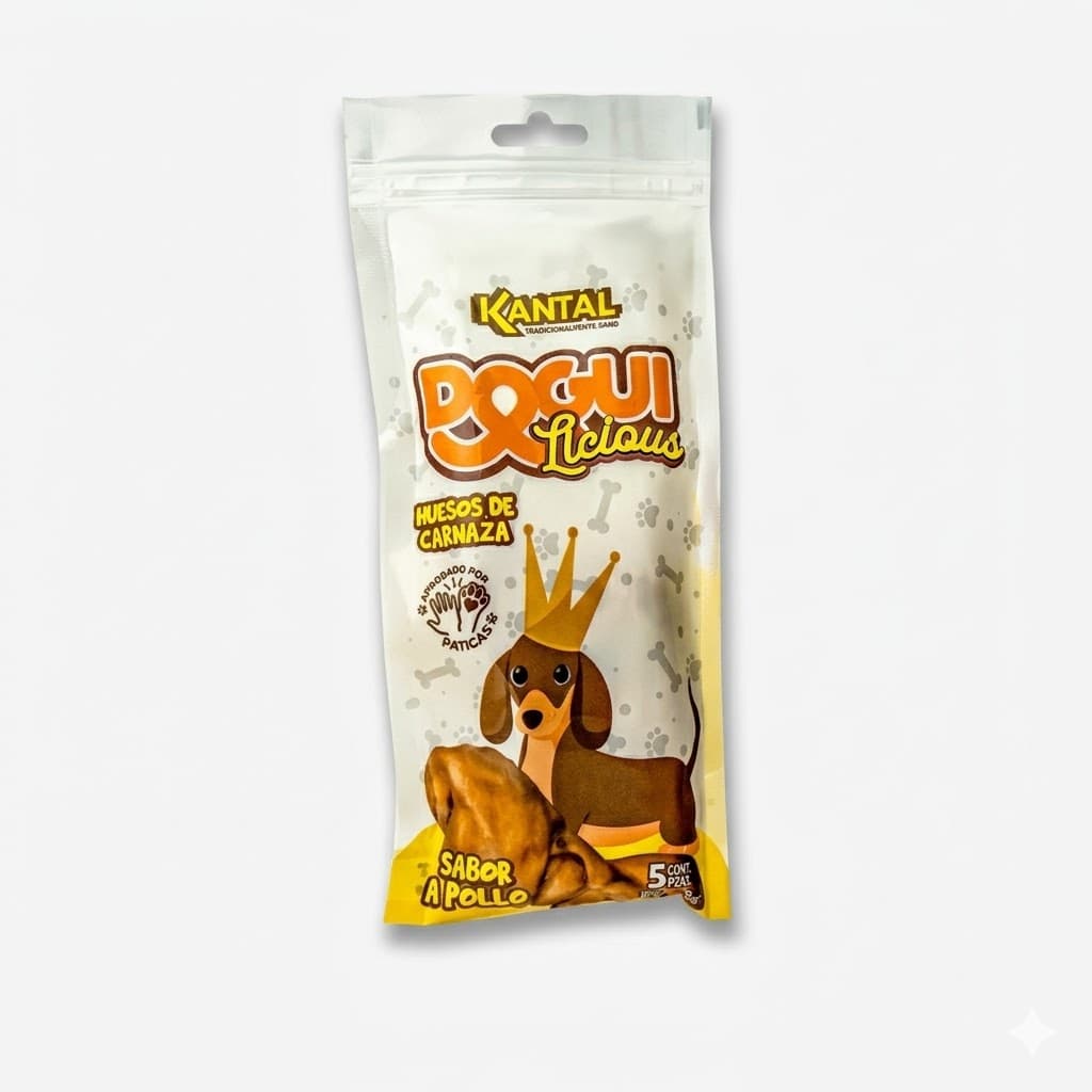 Kantal Dogulicious Hueso Pollo 5 Unidades - Huesos de Piel de Res con Sabor a Pollo para Limpieza