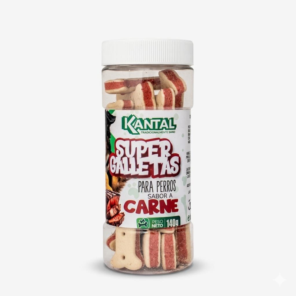 Kantal Super Galletas para Perros sabor a Carne 140 Gr - Galletas Crujientes de Alta Palatabilidad