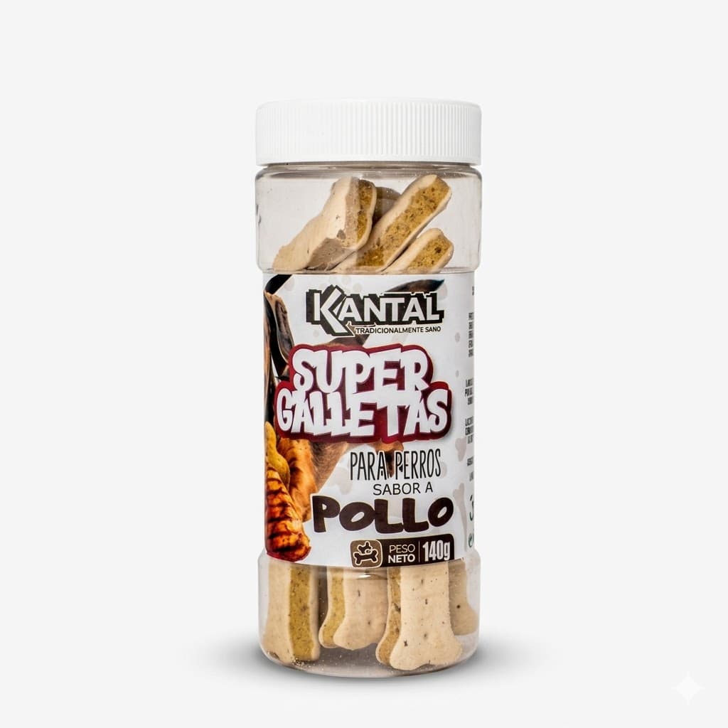 Kantal Super Galletas para Perros sabor a Pollo 140 Gr - Snack Saludable para Recompensa Diaria