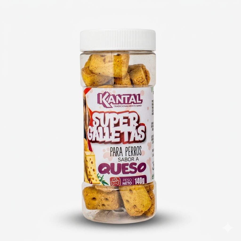 Kantal Super Galletas para Perros sabor a Queso 140 Gr - Deliciosos Premios con Sabor Intenso a Queso
