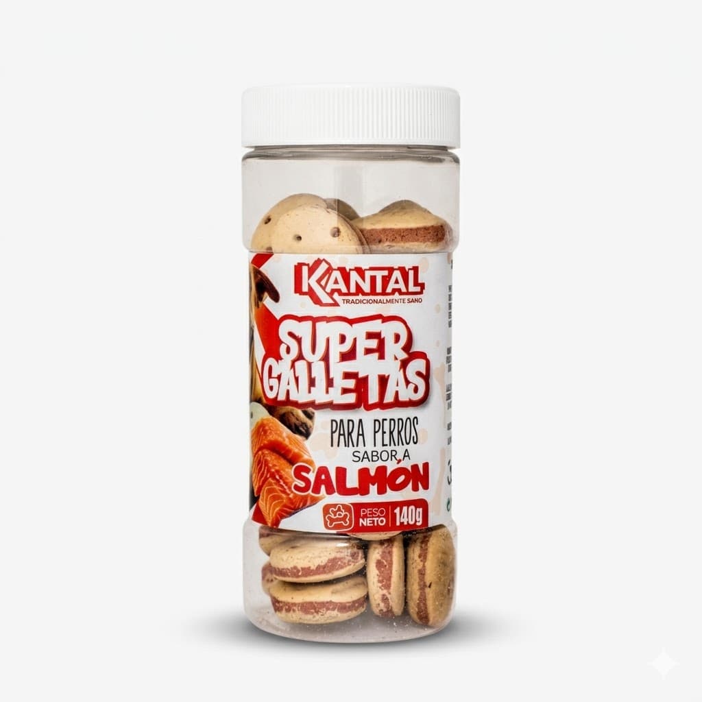 Kantal Super Galletas para Perros sabor a Salmon 140 Gr - Galletas Ricas en Omega para Piel y Pelaje - Imagen 1