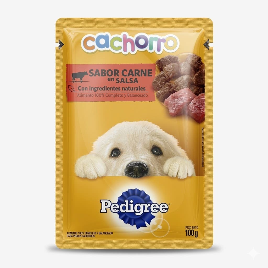 Pedigree Cachorro Sobre Carne 85 Gr - Pouch de Alimento Húmedo Cocido al Vapor para Cachorros