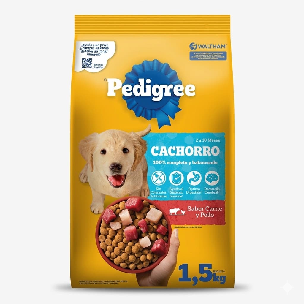 Pedigree Cachorro Etapa 1 sabor a Carne y Pollo 1,5 Kg - Nutrición Completa para el Crecimiento