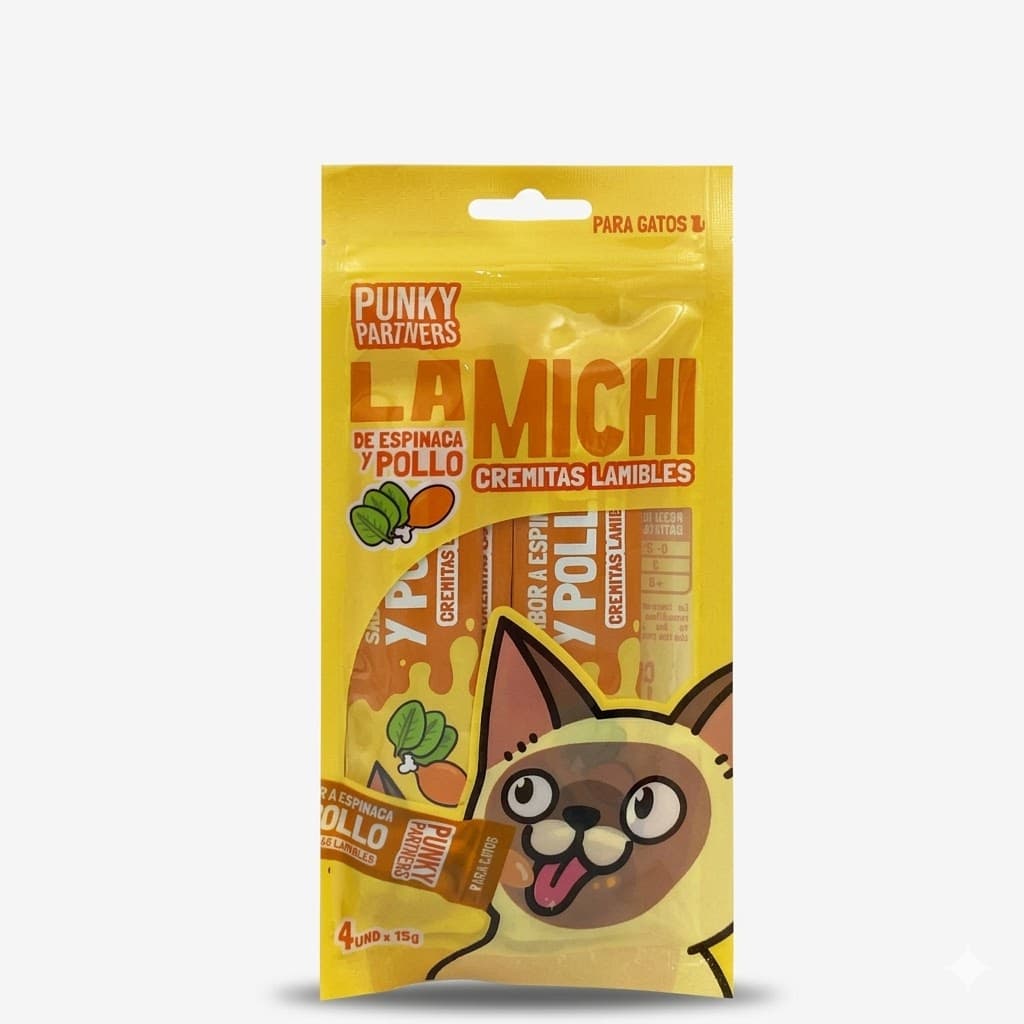 Punky Partners Michi Pollo Snack Cremoso para Gatos - Pack 4 Unidades - Imagen 1
