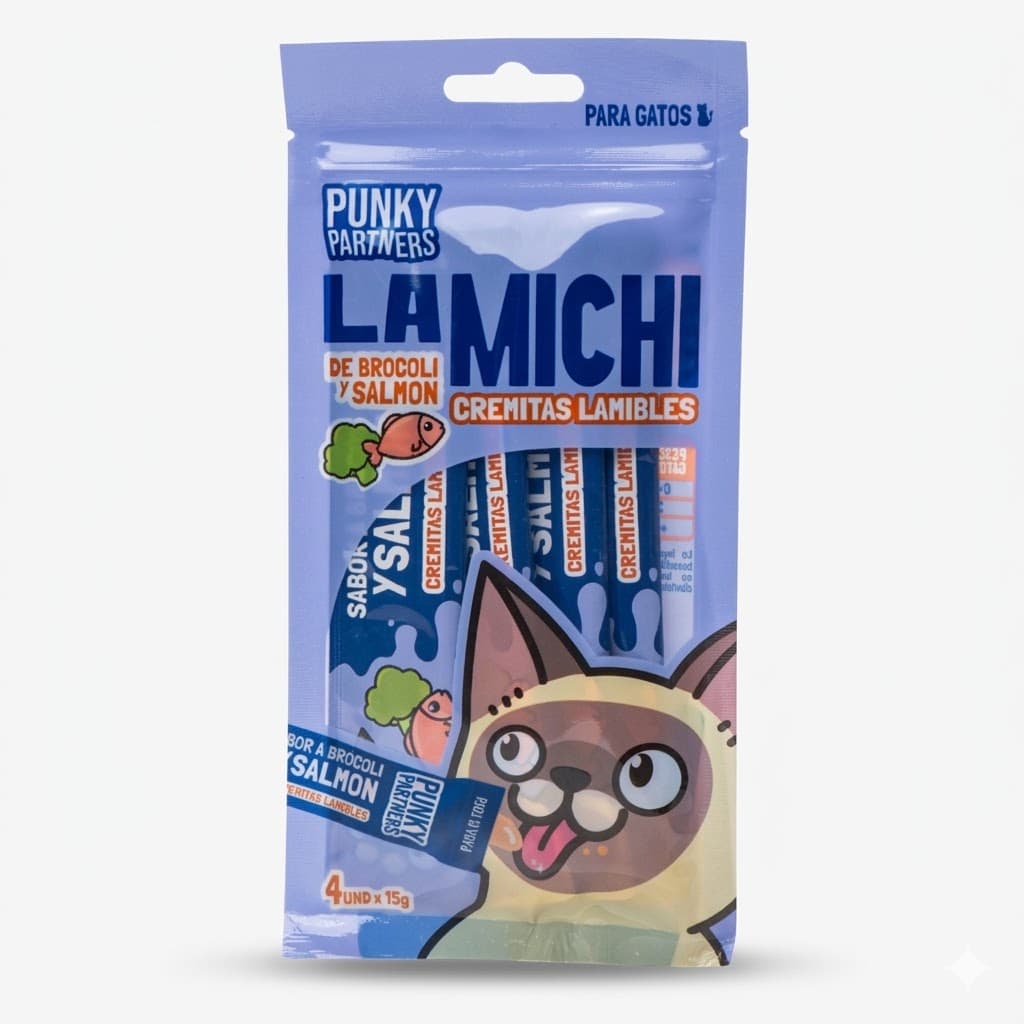 Punky Partners Michi Salmón Snack Cremoso para Gatos - Pack 4 Unidades - Imagen 1