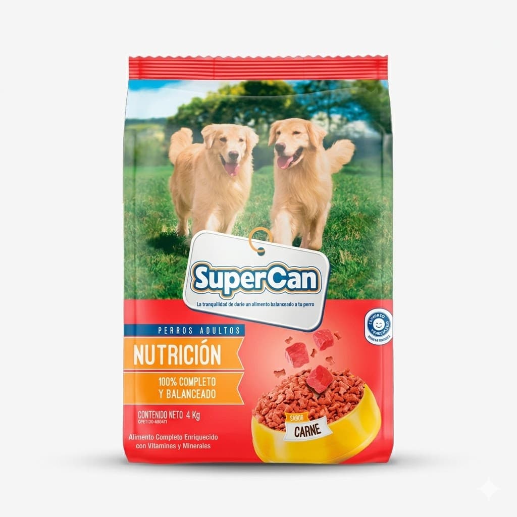 Supercan Carne y Hueso 2 Kg - Alimento para Perros Adultos Sabor Tradicional a Carne - Imagen 1